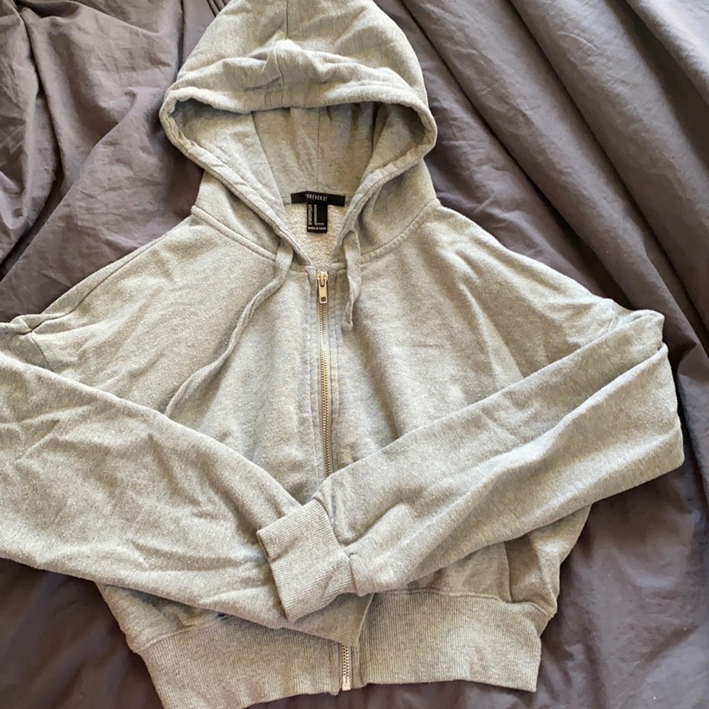 Grey Forever 21 Crop Top Sweater